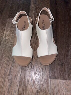 by White Open-Toe Slingback Sandals